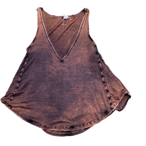 Free People Tops - WE THE FREE PEOPLE latte brown black BURNOUT TANK TOP sz S